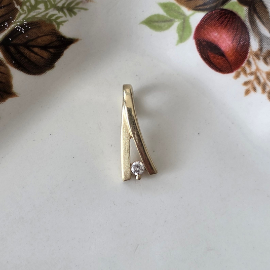 Vintage 14k gouden hangertje wit steentje