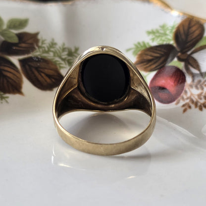 Vintage 8k zegelring met onyx