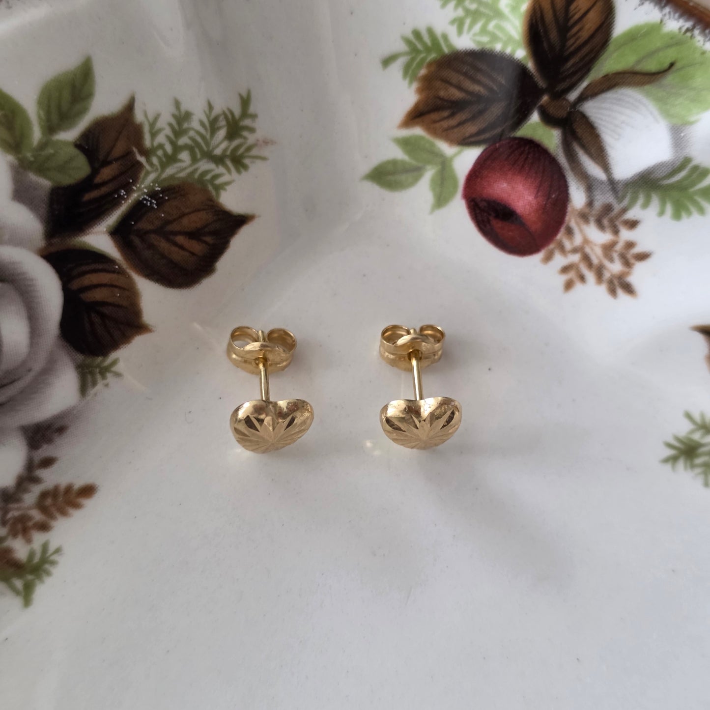 Vintage 18k gouden oorstekers sparkle hart