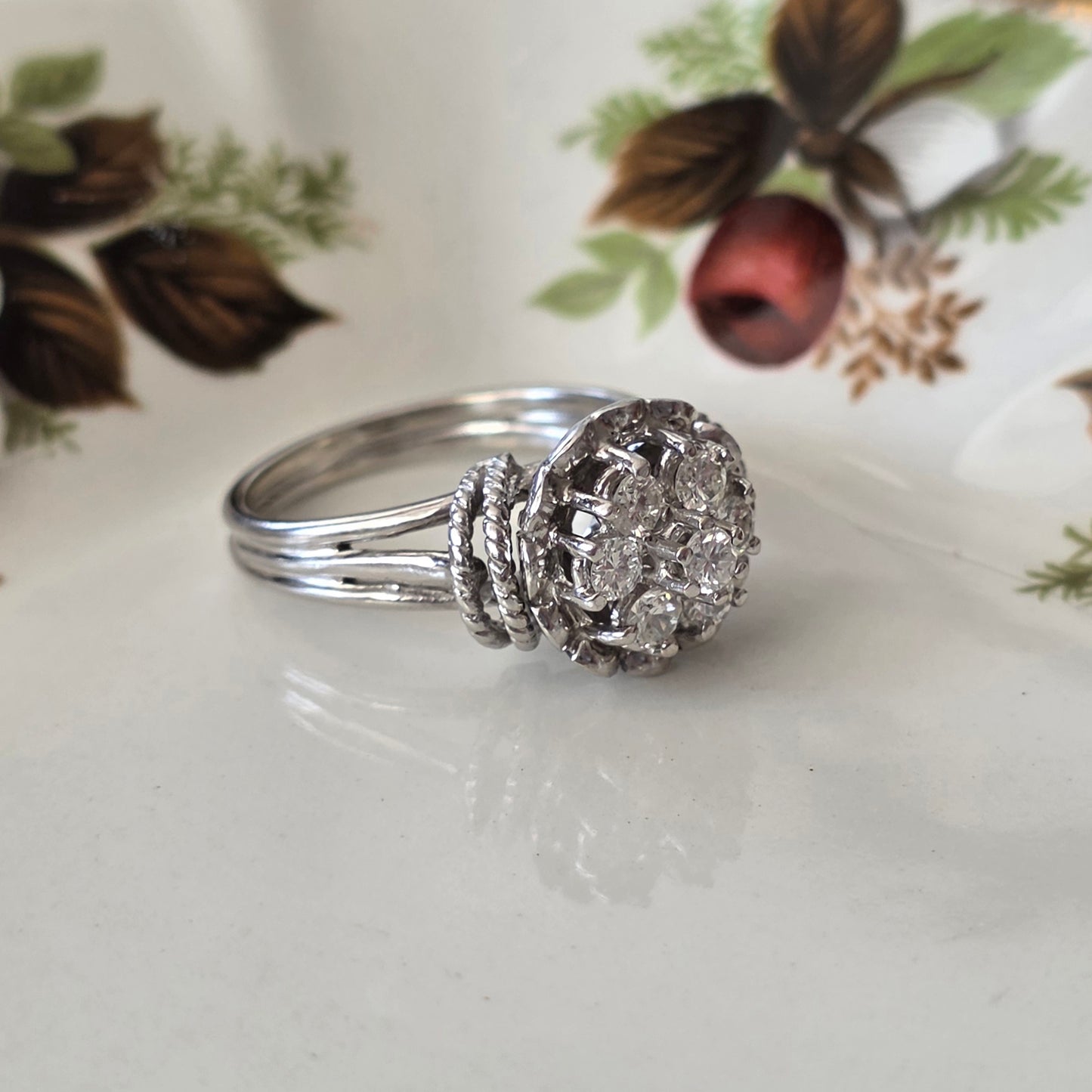 Vintage 18k witgouden ring met diamanten 0.56ct