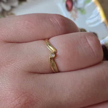 Vintage 14k gouden ring diamant 0.02ct