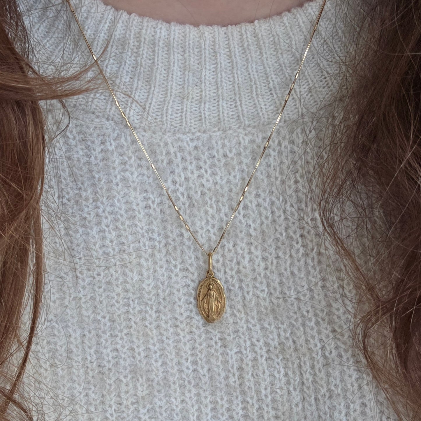 Antieke 18k gouden hanger Maria wonderbaarlijke medaille