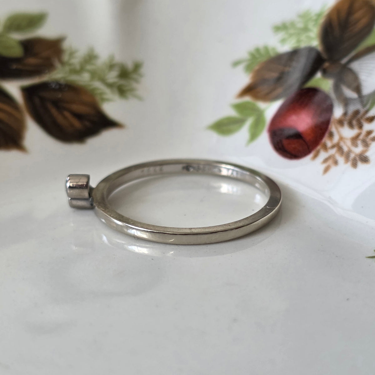 Vintage 14k witgouden ring met diamanten 0.04ct