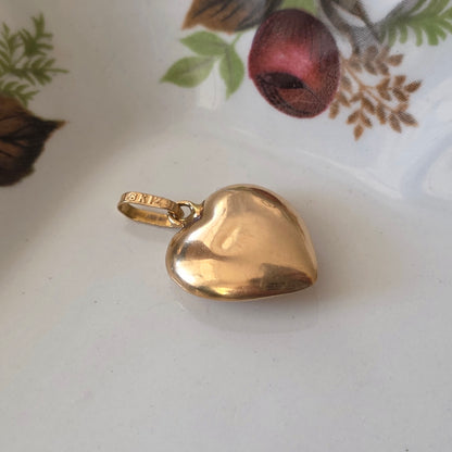 Vintage 18k gouden hanger hart robijn