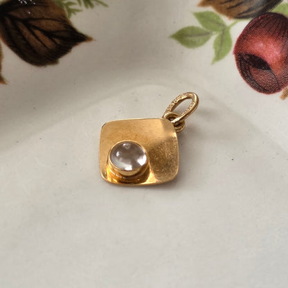 Vintage 18k gouden hanger met kwarts cabochon