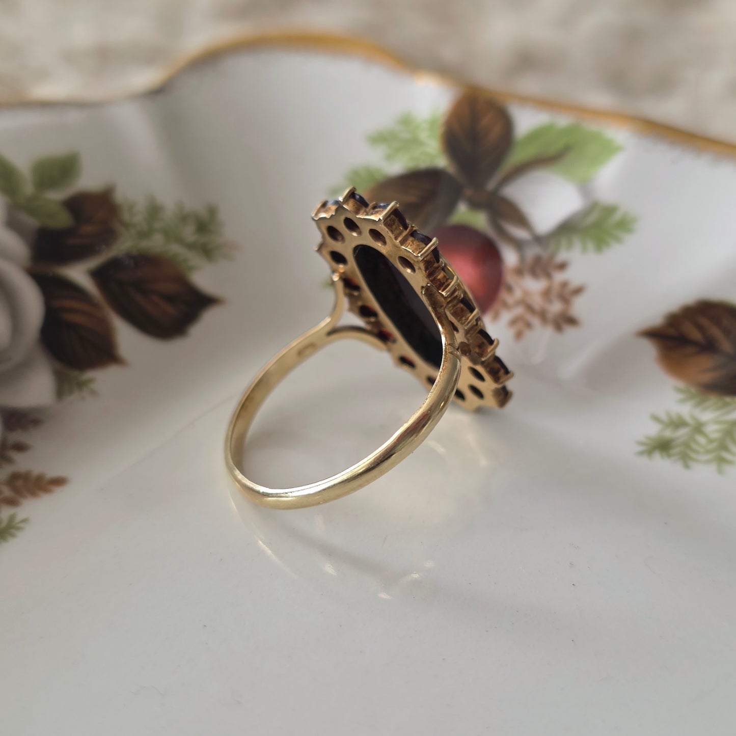 Vintage 14k gouden ring granaat entourage