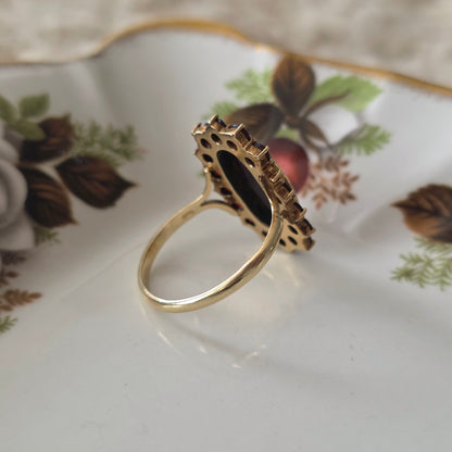 Vintage 14k gouden ring granaat entourage