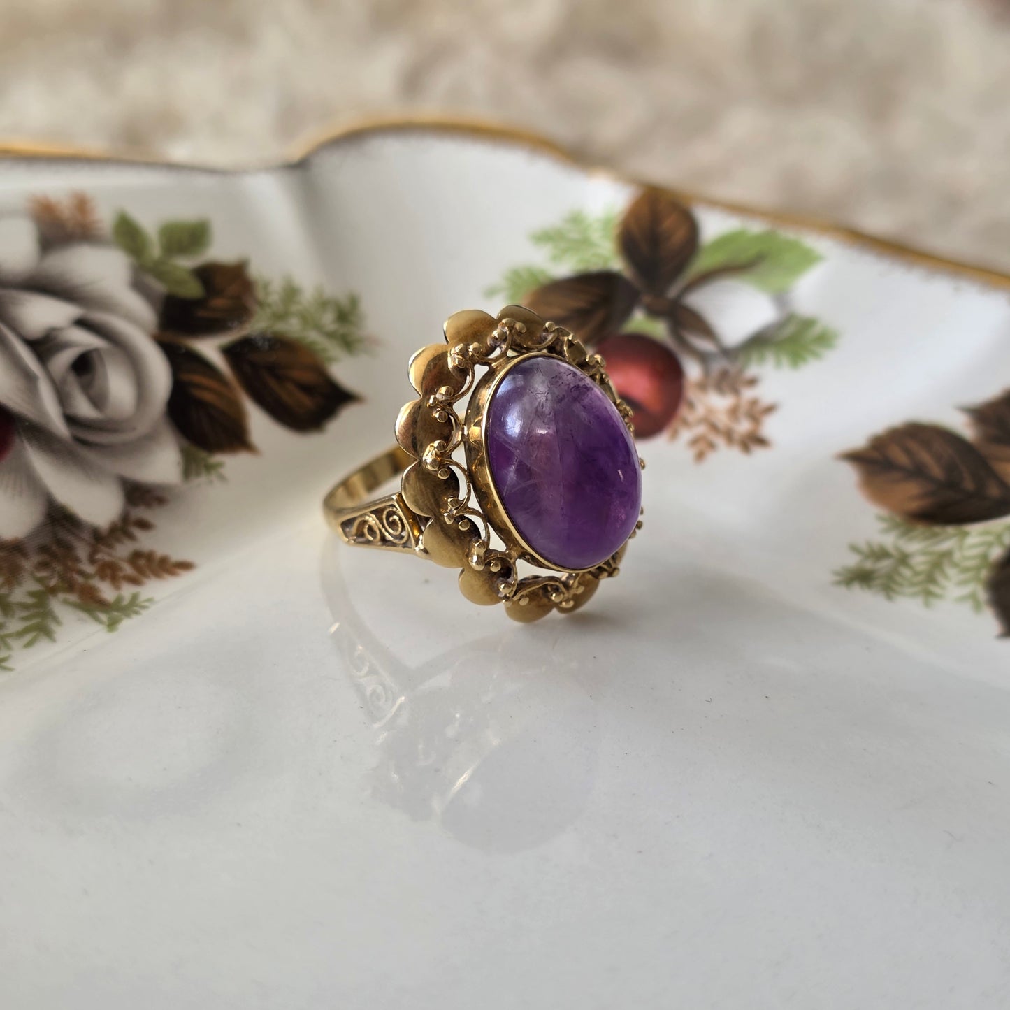 Vintage 14k gouden ring amethist