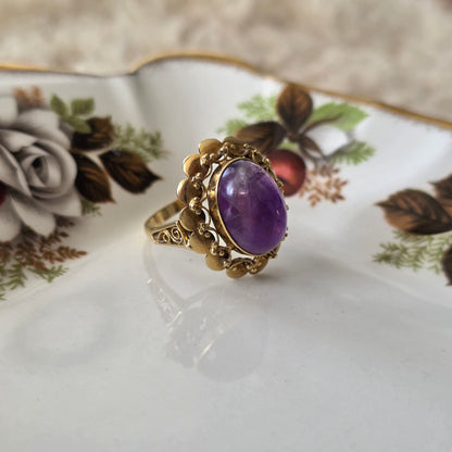 Vintage 14k gouden ring amethist