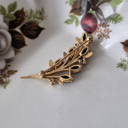 Vintage 14k gouden broche met diamant en lapis lazuli