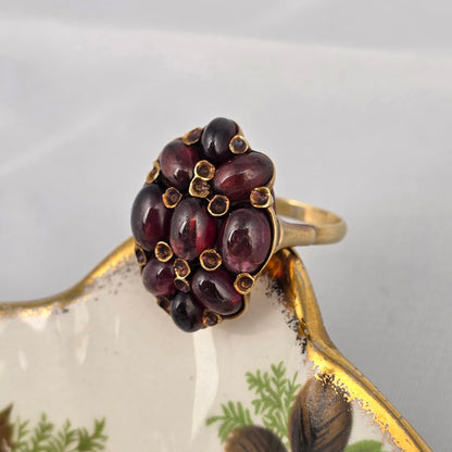 Vintage 14k gouden ring met granaat cabochons
