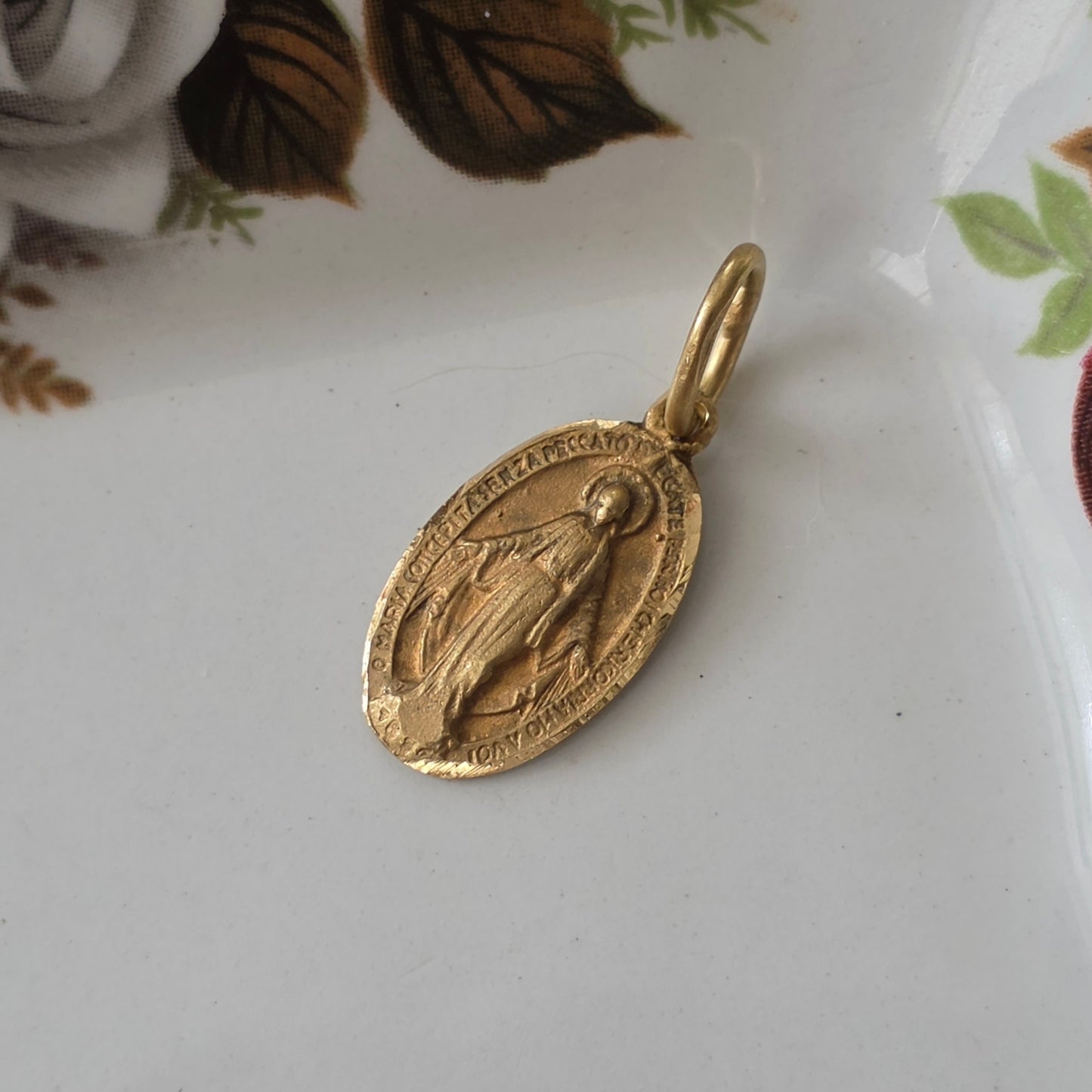 Antieke 18k gouden hanger Maria wonderbaarlijke medaille