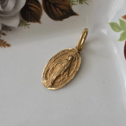 Antieke 18k gouden hanger Maria wonderbaarlijke medaille