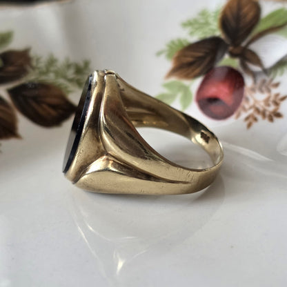 Vintage 8k zegelring met onyx