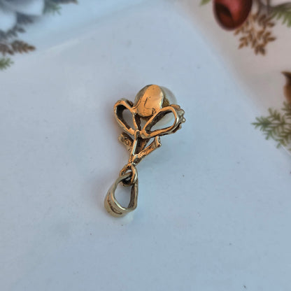 Vintage 14k gouden hanger parel strik