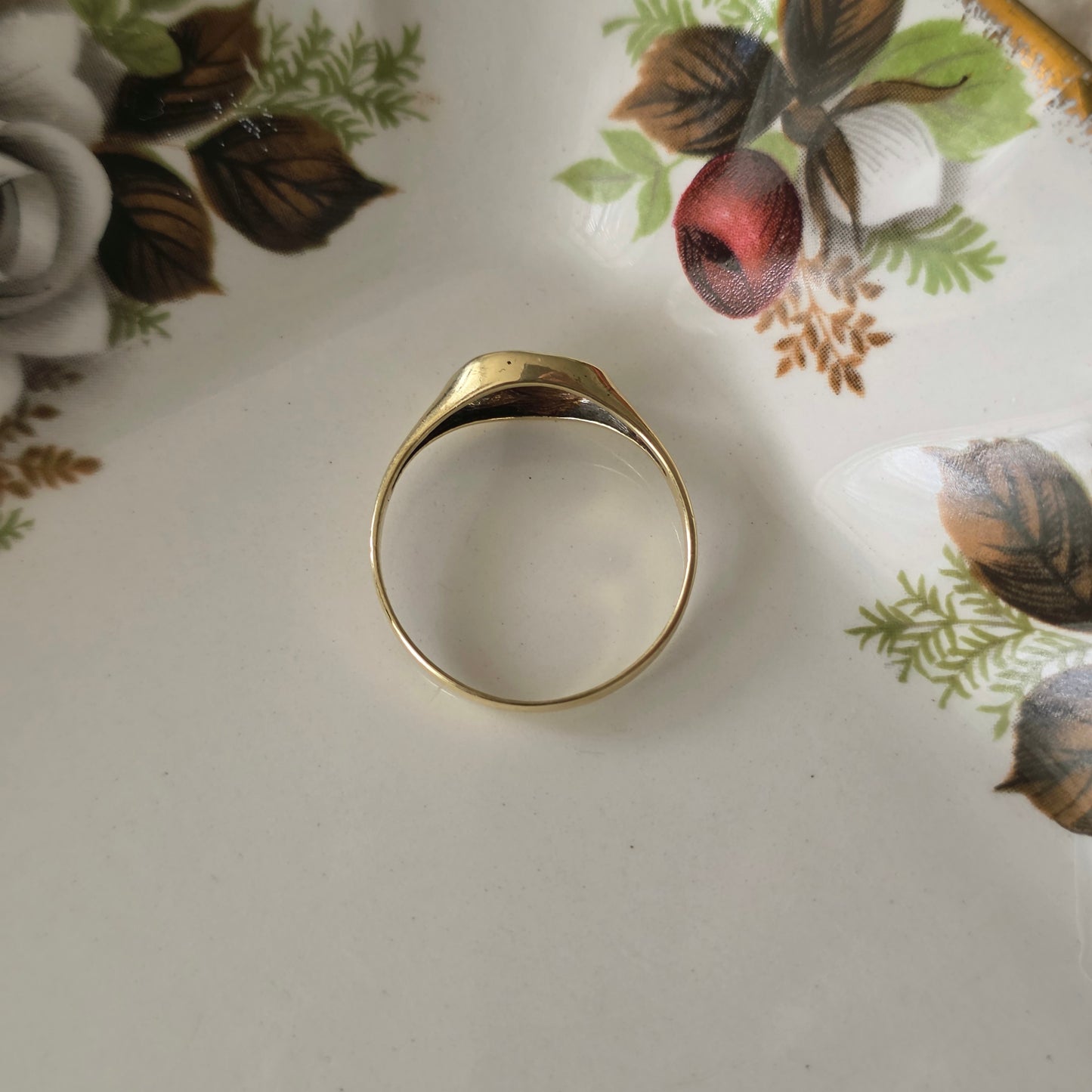 Vintage 14k gouden zegelring diamant