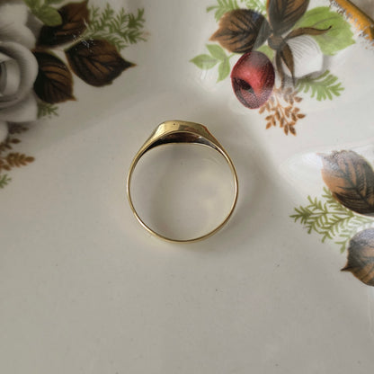 Vintage 14k gouden zegelring diamant