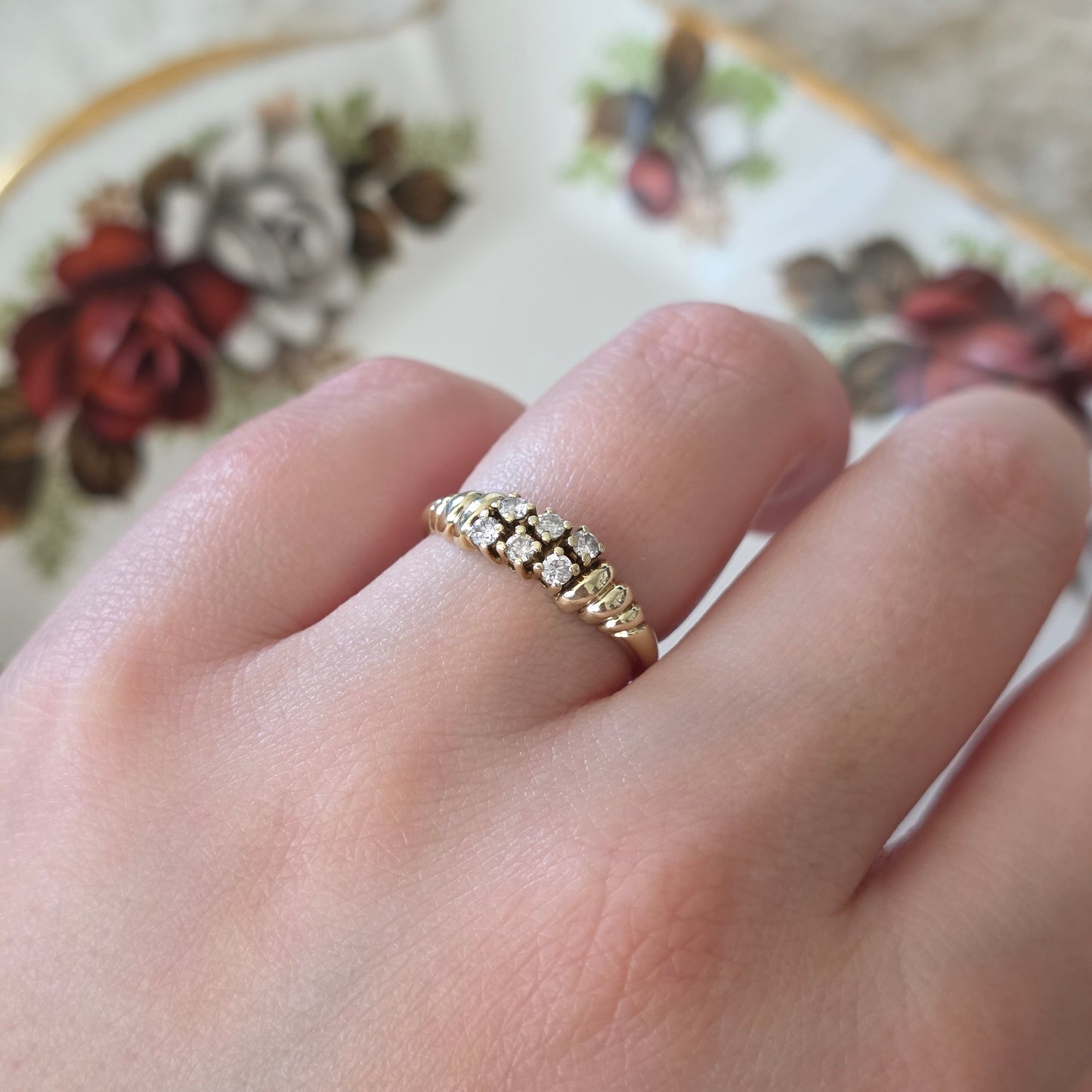 Vintage 14k gouden ring diamant 0.21ct