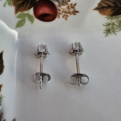 Vintage 14k wit gouden oorstekers diamant