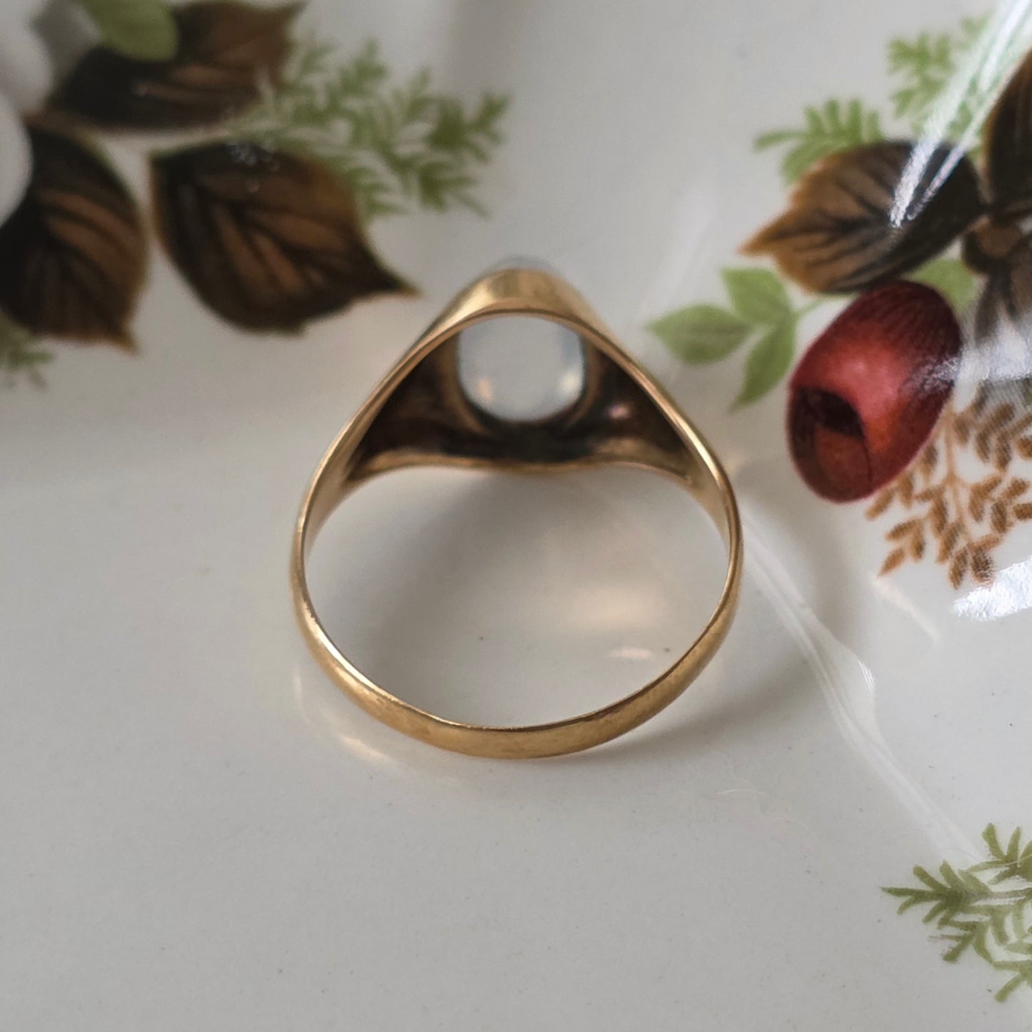 Vintage 18k gouden ring met maansteen