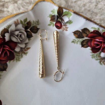 Vintage 14k gouden oorhangers swirl