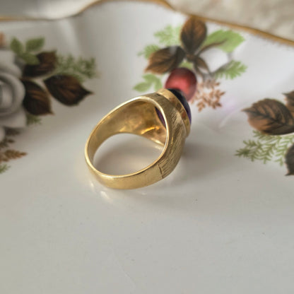 Vintage 14k gouden zegel ring met amethist