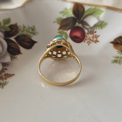 Vintage 14k ring met imitatie turquoise