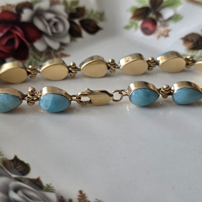 Vintage 14k gouden armband larimar