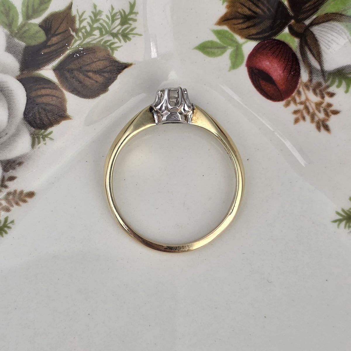 Vintage 14k gouden verlovingsring solitair diamant 0.215ct