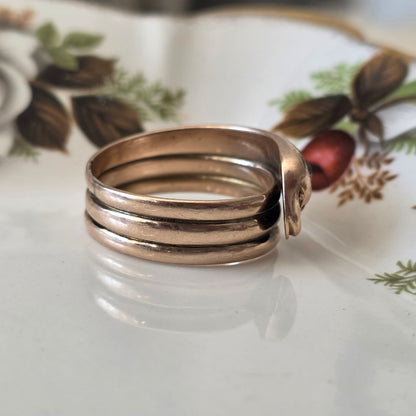 Antieke 14k gouden slang ring met oud Europees geslepen diamant