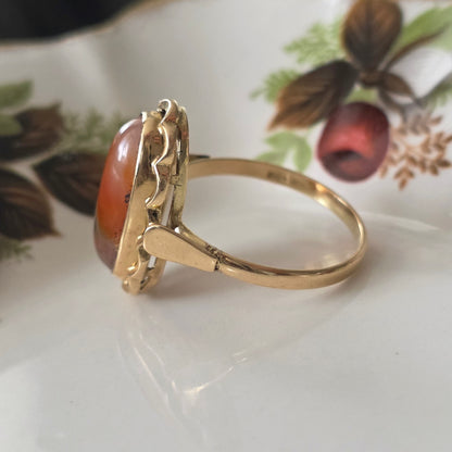 Vintage 14k gouden ring met mosagaat