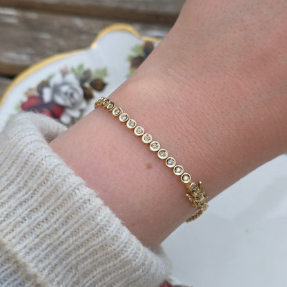 Vintage 14k geel gouden diamant tennisarmband 1ct