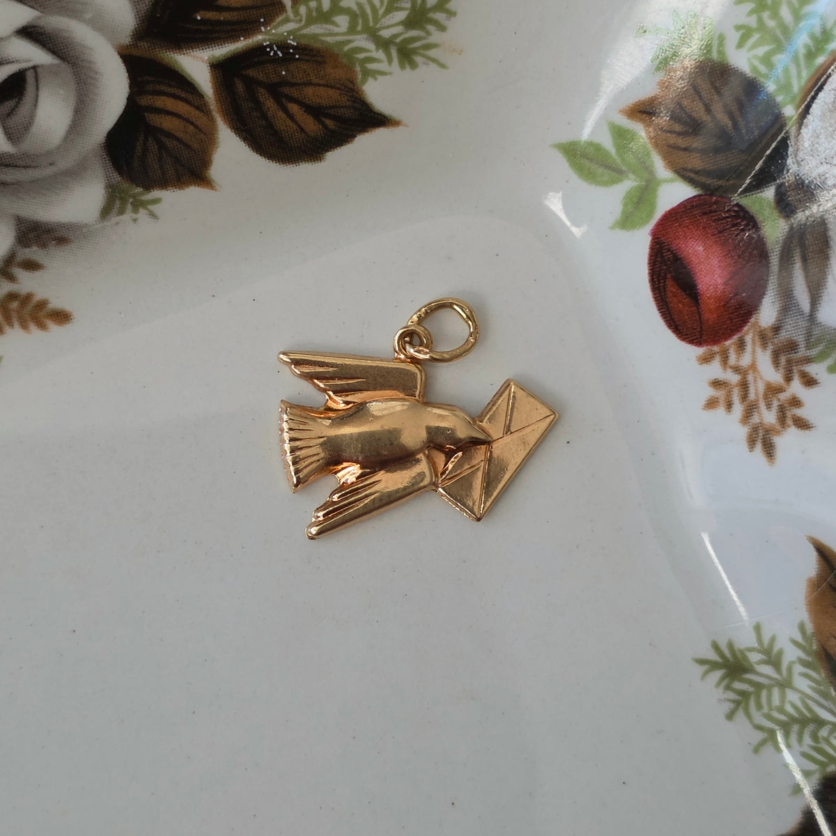 Vintage 18k gouden hanger postduif