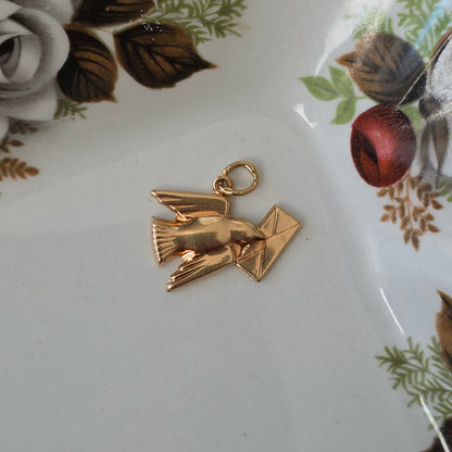 Vintage 18k gouden hanger postduif