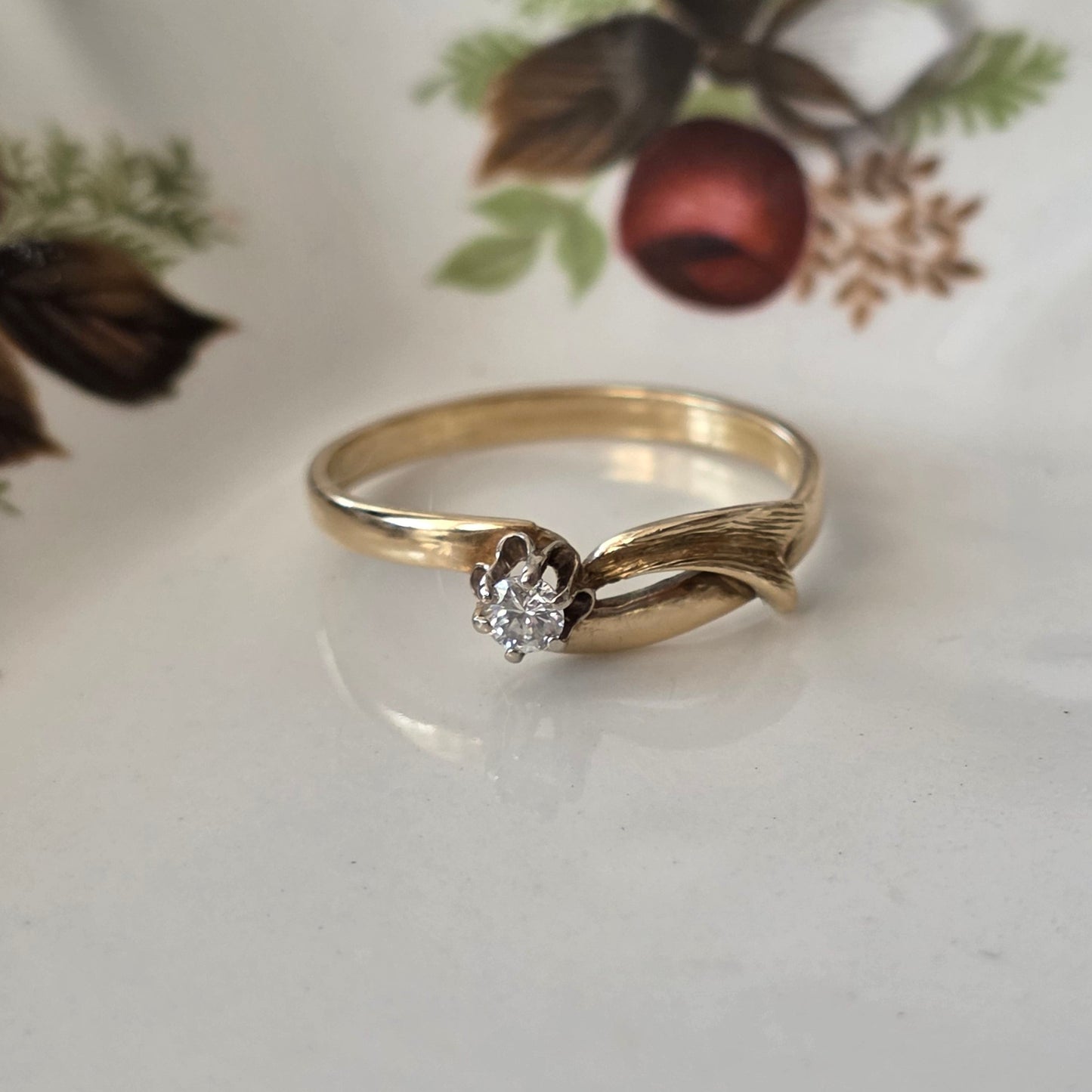 Vintage 14k gouden ring diamant 0.1ct