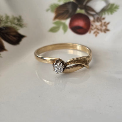 Vintage 14k gouden ring diamant 0.1ct