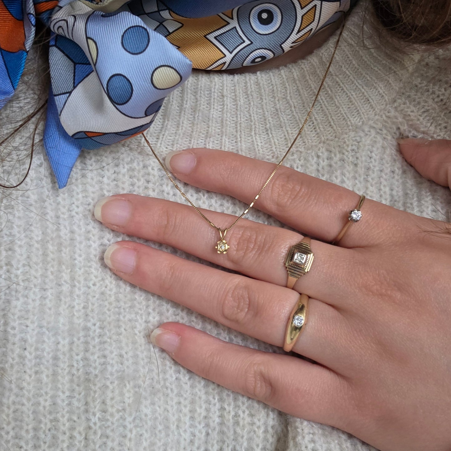Vintage 14k gouden hangertje diamant