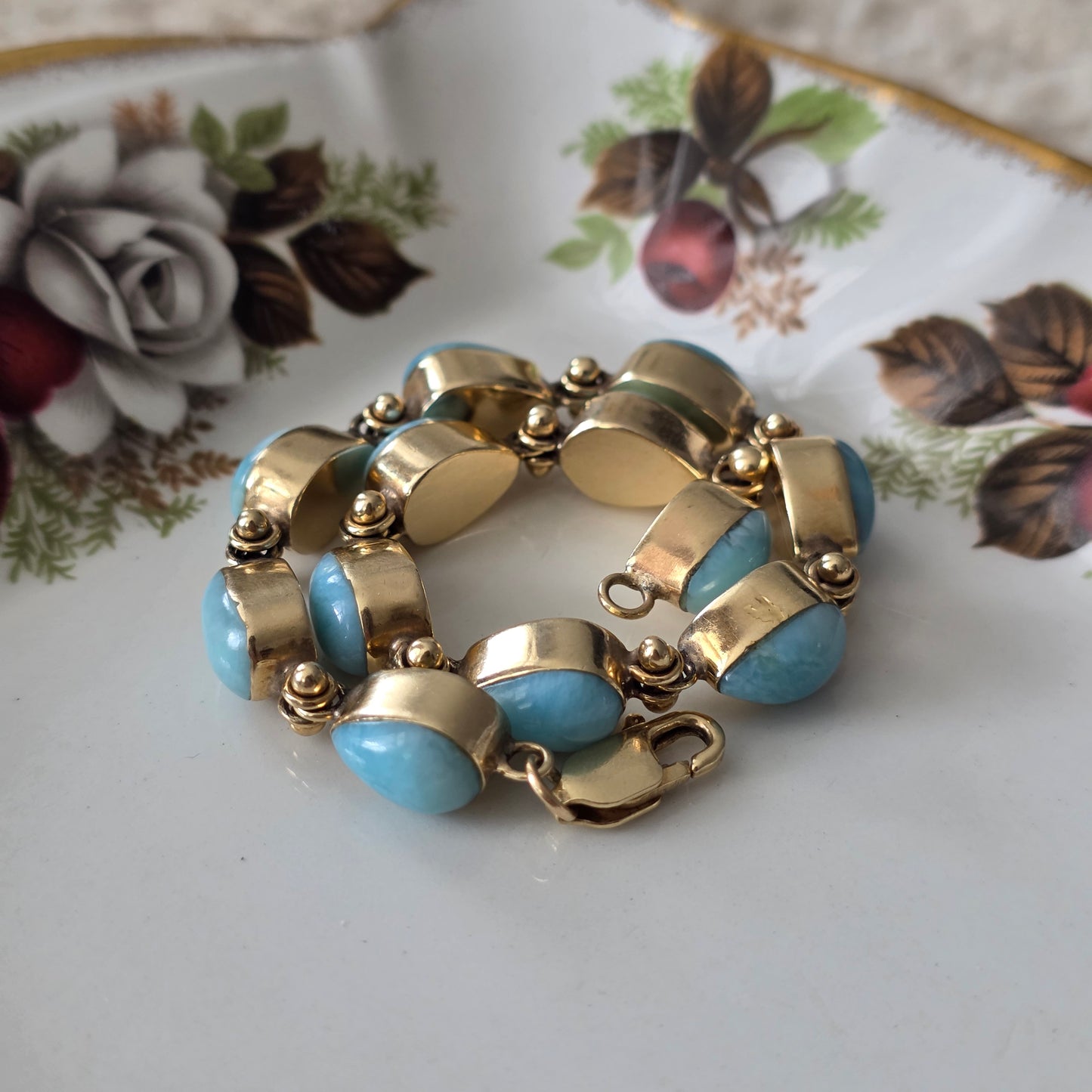 Vintage 14k gouden armband larimar