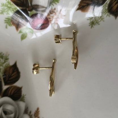 Vintage 14k gouden oorstekers diamant hand