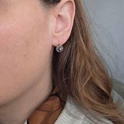 Antique 14k gold and silver rose-cut diamond dormeuse earrings