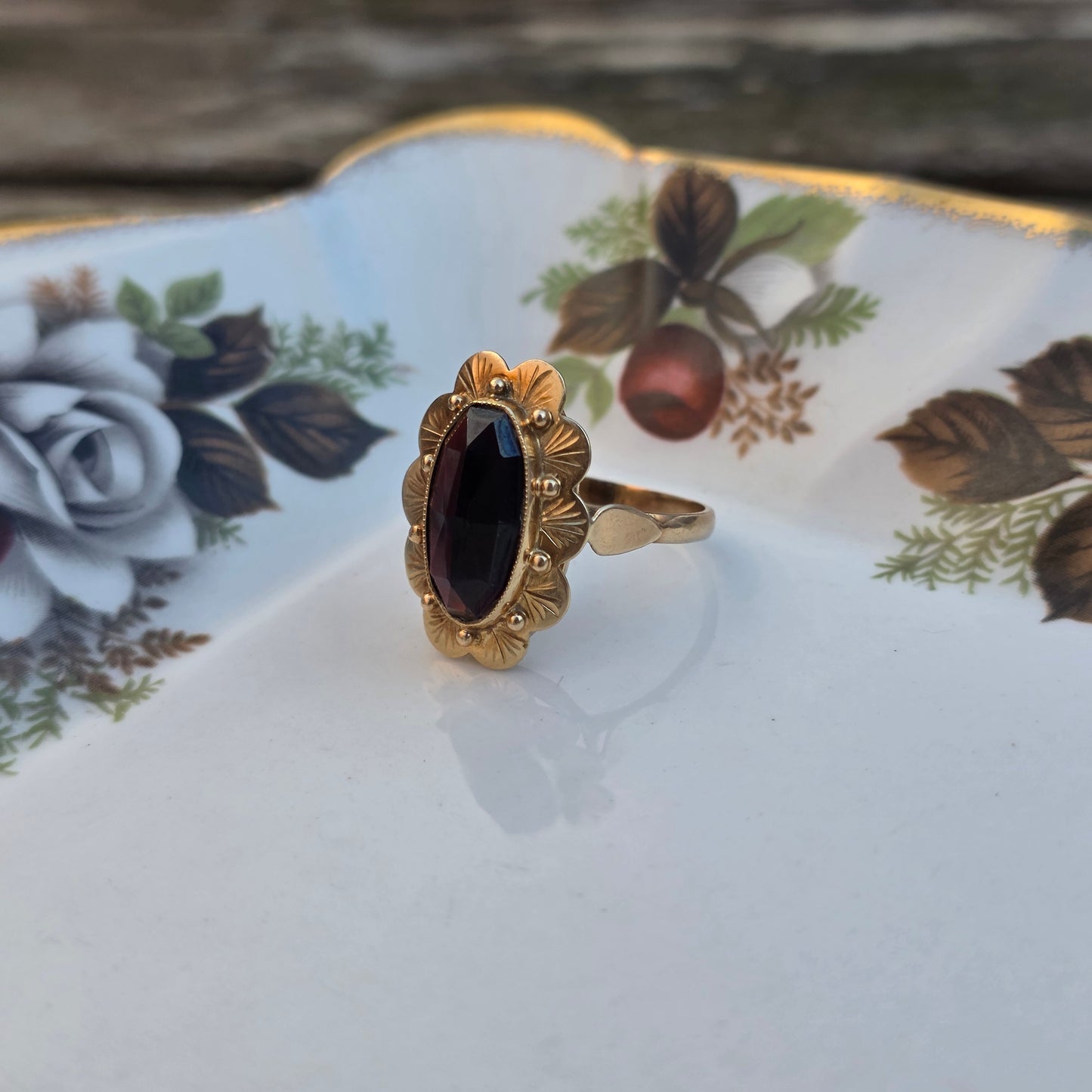 Vintage 14k gouden ring granaat