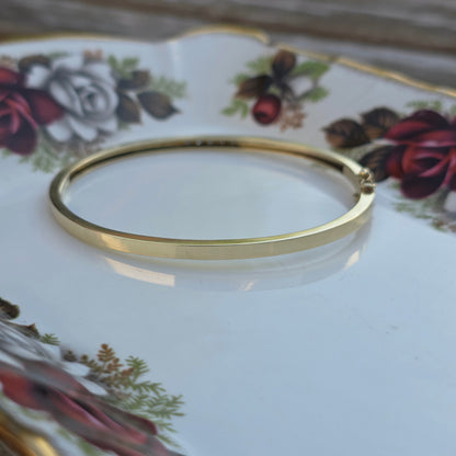 Vintage 14k gouden bangle armband met 5 diamanten