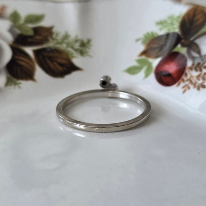Vintage 14k witgouden ring met diamanten 0.04ct