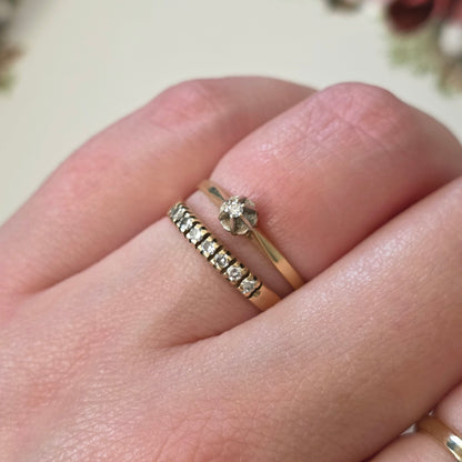 Vintage 14k gouden solitair verlovingsring diamant 0.02ct