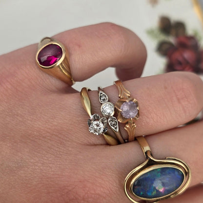 Vintage 14k roségouden ring solitair alexandriet