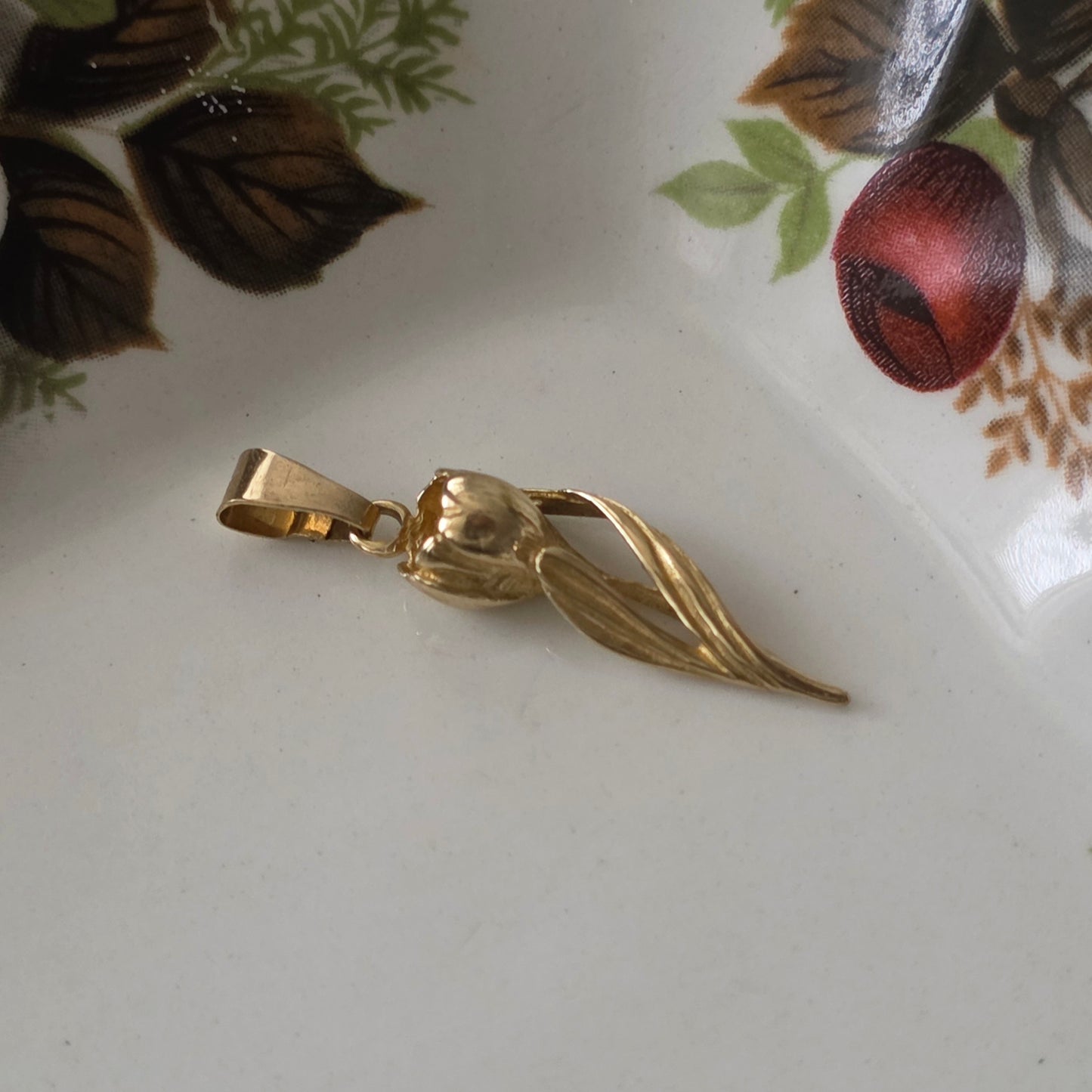 Vintage 14k gouden hanger tulp