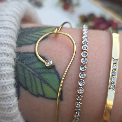 Vintage 14k gouden bangle armband met diamant