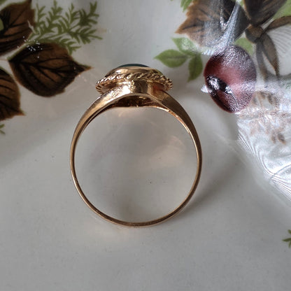 Vintage 14k gold ring malachite