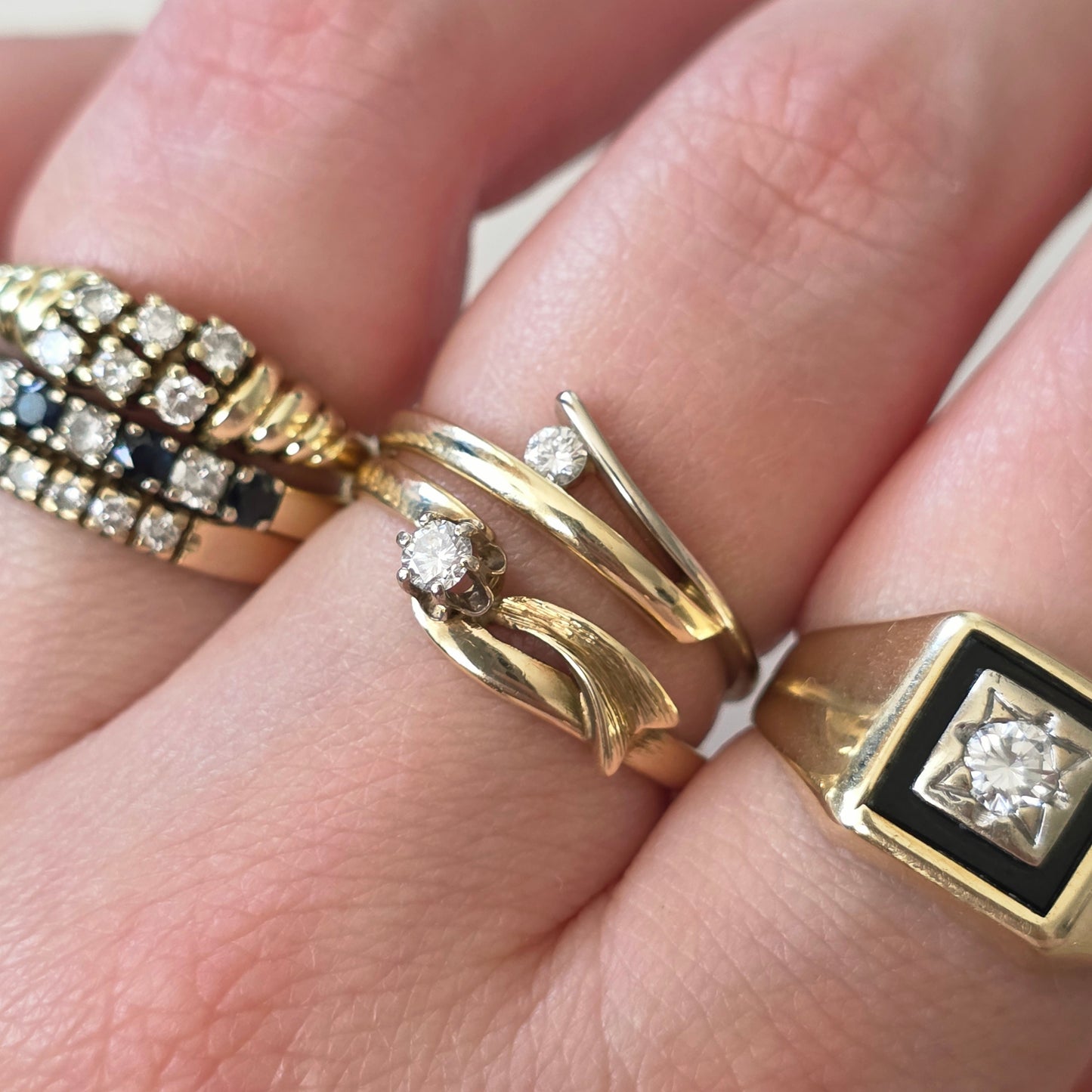 Vintage 14k gouden ring diamant 0.1ct