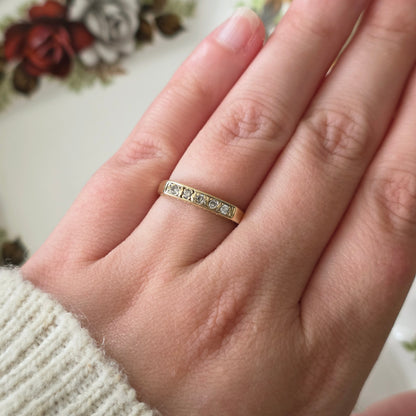 Vintage 14k gouden ring met diamanten en krullen